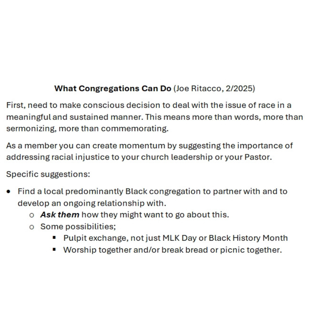 What Congregations Can Do: Practical Steps Toward 